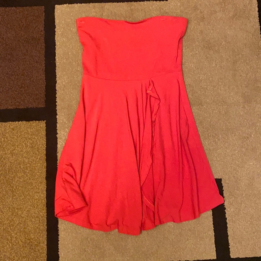 Ann Taylor salmon pink flare strapless dress SP